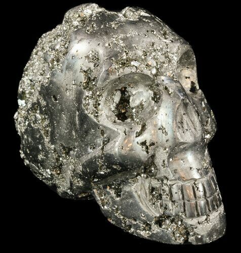 Polished Pyrite Skull With Pyritohedral Crystals #50986